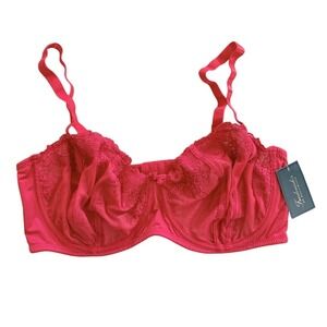 Fredrick's of Hollywood Women's Lyndal Underwire Sexy Red Lace Bra Size 42DD NWT